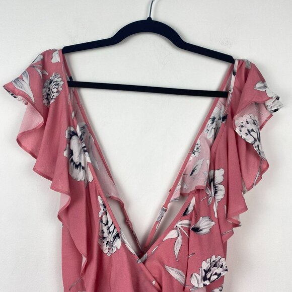 NWT YUMI KIM Romper Call Back Romper in Rose Duet Pink Floral Ruffle Medium M - Picture 3 of 10